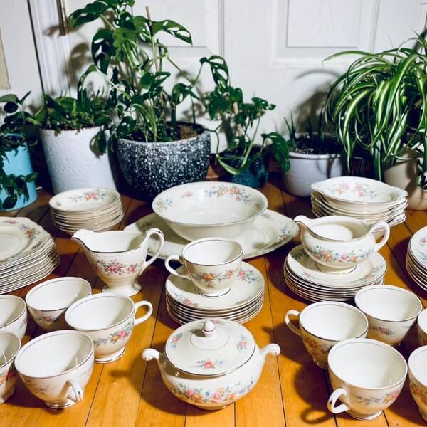 Vintage 40’s Homer Laughlin “Ferndale” China Set Dinnerware Set - Vintage China Set - Antique China - 54 pc. Set - Vintage Floral Servware