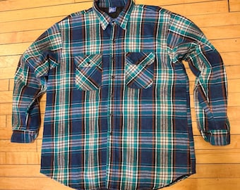 Vintage 80s Mighty Mac Plaid Flannel Quilt Lined Shacket - Made In USA -Size 2XL