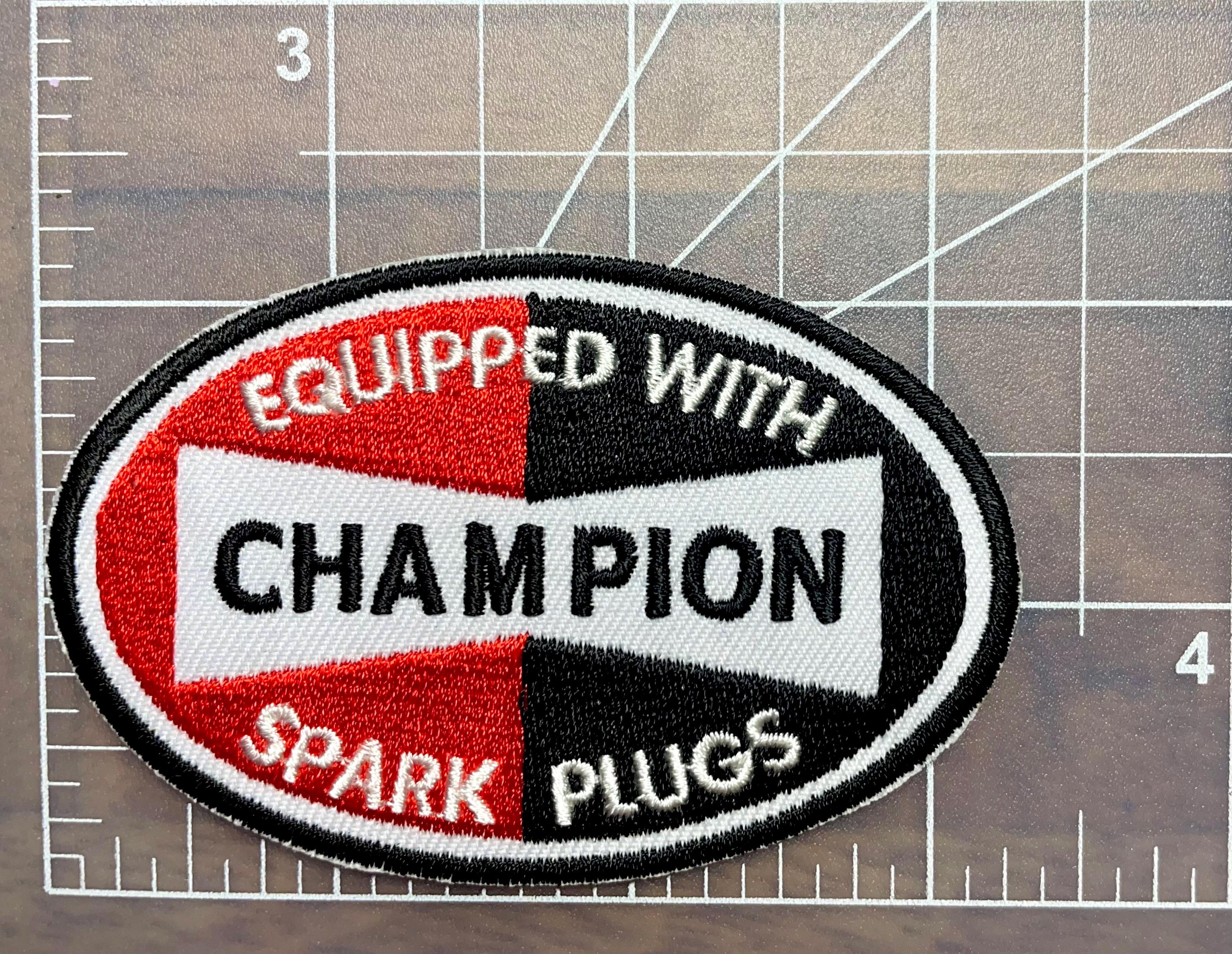 Vintage 70s Champion Spark Plugs Sew on Patch: Automotive