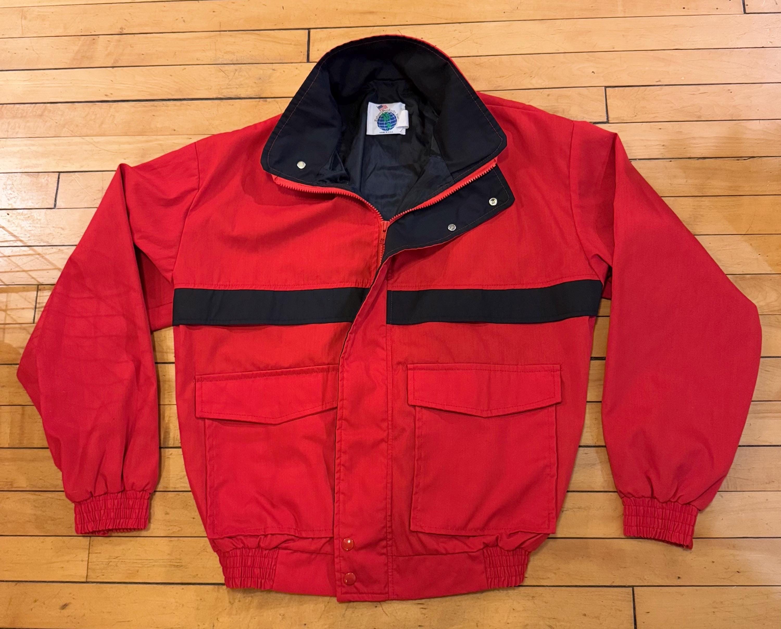 Vintage 90s Bomber Jacket: Lightweight Red Coat With Utility