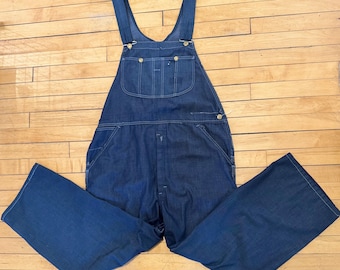 Vintage Sears Tradewear Dark Blue Soft Denim Overalls up to 43