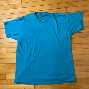 Vintage 90s Fruit Of The Loom Teal Tee - Single Stitch XXL