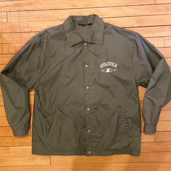 Vintage 00s Starter Full Snap Coaches Jacket / Windbreaker - Vintage Starter Windbreaker - Vintage Coaches Sideline Jacket - Size XL