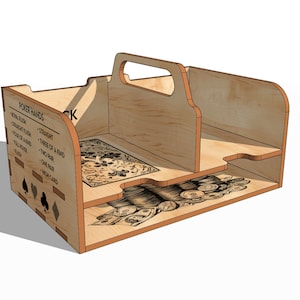 Poker Caddy - Playing Cards Caddy - Laser Cut Files - Fichier SVG et JPG pour la texture