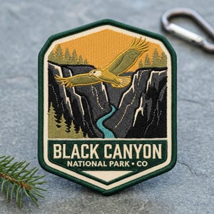 Custom Black Canyon of the Gunnison Embroidered Patch, Iron On Colorado Eagle Gorge National Park Hiking Travel Outdoor Souvenir Gift