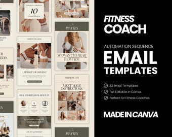 Email Marketing Template, Pilates Studio, Yoga Fitness coach Canva Email template, Mailchimp, Klaviyo email campaign, Welcome email series