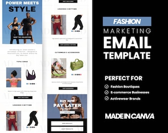 Activewear Fashion Email Template, Canva Editable Design (Digital Download)