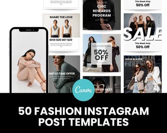Instagram Post Templates for Fashion Stores | Fashion Instagram Post Templates | Bold Minimal Instagram Template bundle for Ecommerce Stores