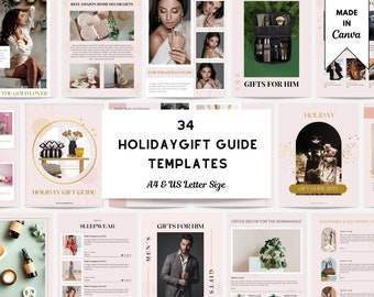 Holiday Gift Guide templates editable in Canva | Gift guide catalogue templates, Holiday gift guide templates, Line Sheet Templates