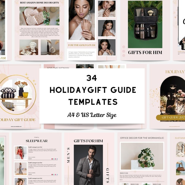 Holiday Gift Guide templates editable in Canva | Gift guide catalogue templates, Holiday gift guide templates, Line Sheet Templates