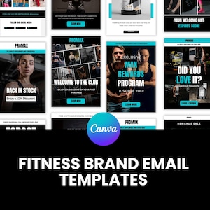 Szablony e-mail marketingu Canva, Fitness, Szablon e-maila marki modowej, Mailchimp, Kampania e-mailowa Klaviyo, Seria e-maili powitalnych, Przepływy e-maili