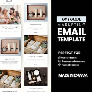 Muttertag Geschenkführer E-Mail-Vorlage, Canva Bearbeitbares Marketing-Tool