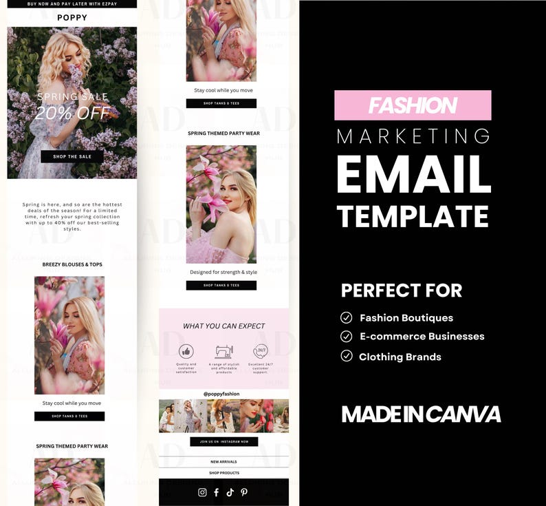 Ecommerce Canva Email Templates Editable Fashion Marketing Email Small ...