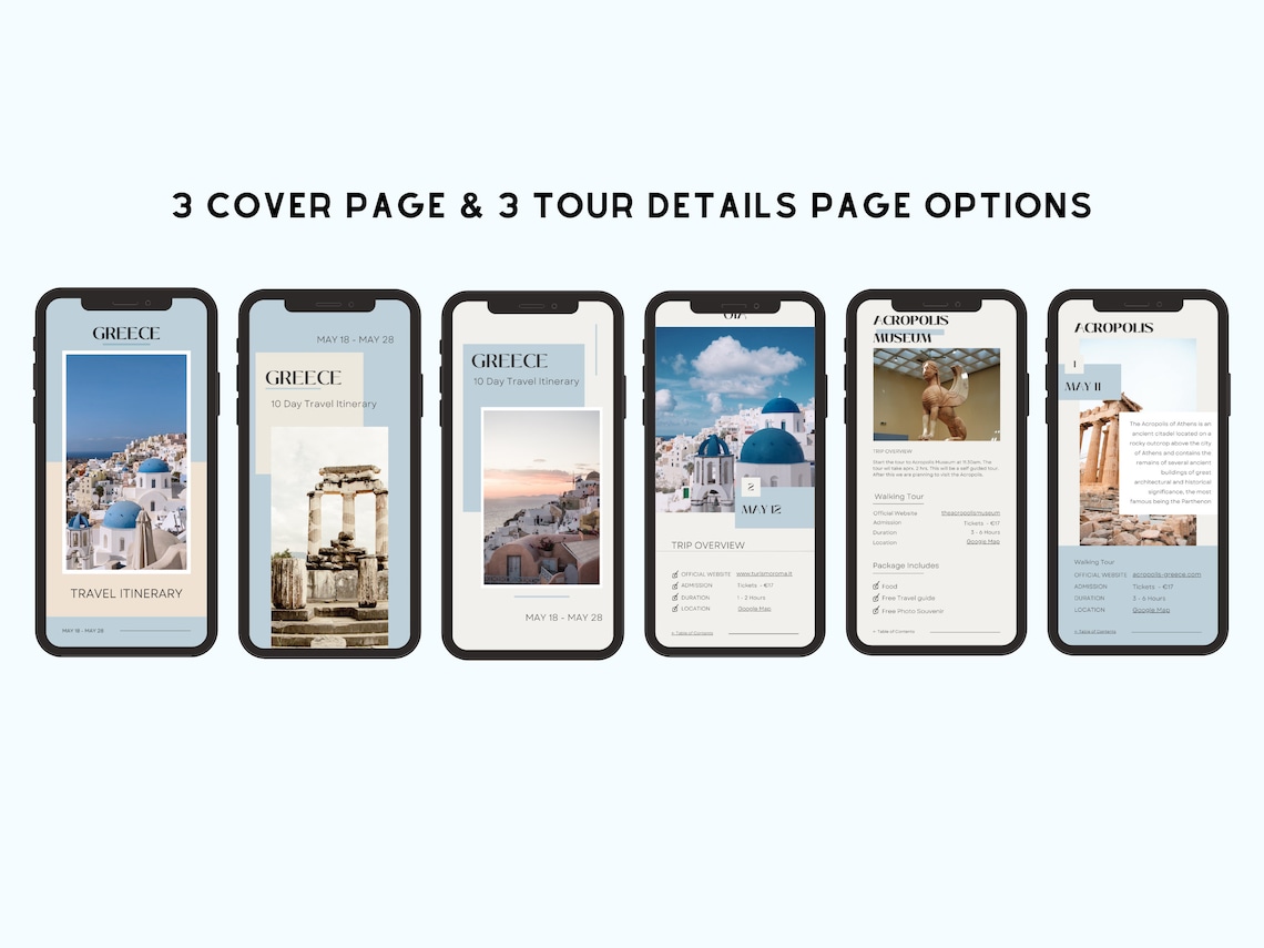 Travel Itinerary Template Canva Mobile Travel Itinerary Etsy Australia