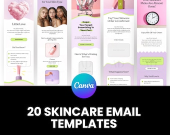 Skincare Email Templates: Beauty Automation Series (Canva Editable)