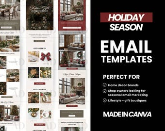 Email Templates Canva | Holiday Season Email Marketing Templates | Home décor email templates | Red and Green Christmas Email Template Canva