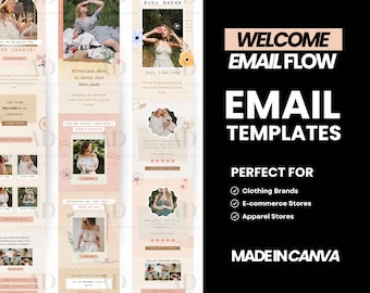 Email Marketing Template Canva, Ecommerce welcome email flow, Blush Fashion Email, Canva email templates for Mailchimp, Klaviyo, Omnisend