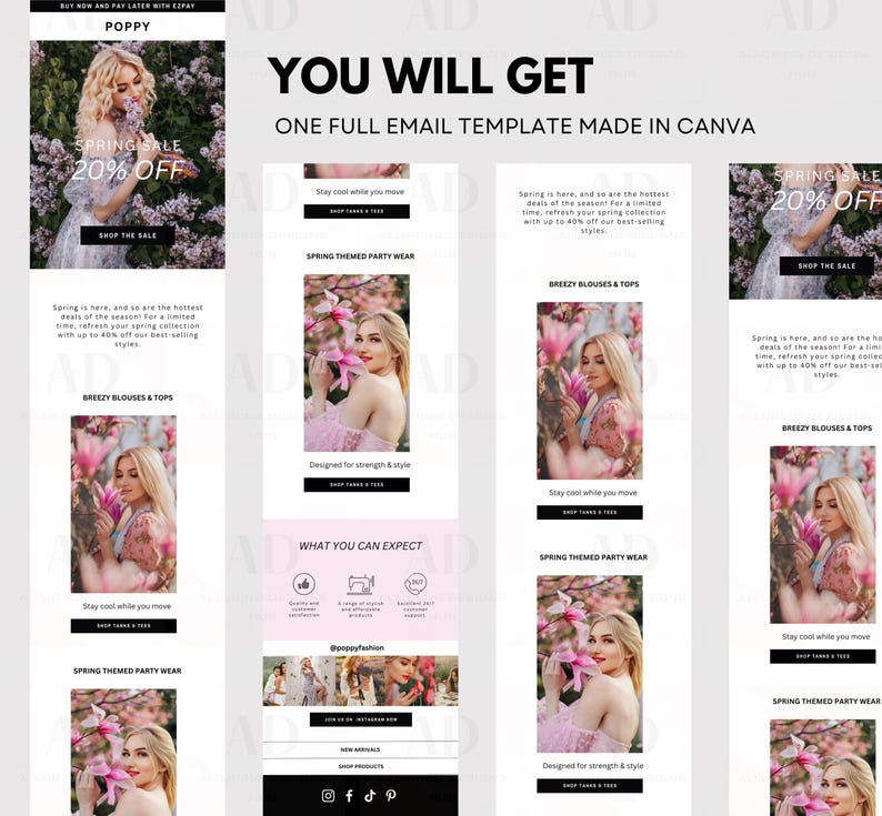 Ecommerce Canva Email Templates Editable Fashion Marketing Email Small ...