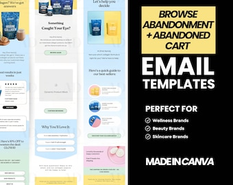 Canva email template for Wellness Brand, Ecommerce Email Marketing Template, Email flows, email template for Mailchimp, Klaviyo, Omnisend