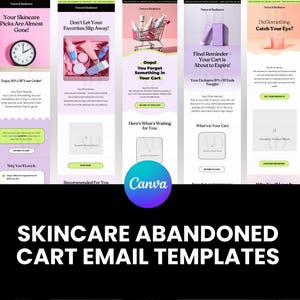 Email Marketing Template Canva, Ecommerce Browse Abandonment email flow, Ecommerce Abandoned Cart email flow Editable Beauty Email templates