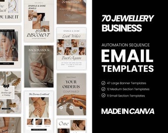 Old Money Email Marketing Templates, Jewellery Canva Email templates, Mailchimp, Klaviyo email campaign, Welcome email series, Email Flows