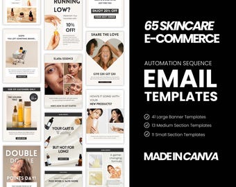 Email Marketing Templates Canva, Neutral Skincare Brand Email template, Mailchimp, Klaviyo email campaign, Welcome email series, Email Flows