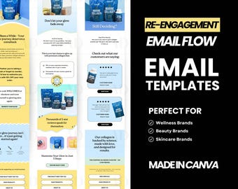 Canva email template for Wellness Brand, Re-Engagement Email Flow Bundle, Email flows, email template for Mailchimp, Klaviyo, Omnisend