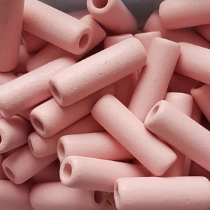 10 pcs/pc ceramic tubes pink (1038) 17 x 5 mm ceramic tube beads pale pink 17 x 5 mm greek beads mykonos beads