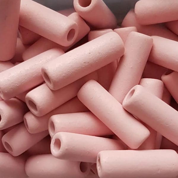 10 pcs/pc ceramic tube beads pale pink (1038) 17 x 5 mm ceramic tube beads pale pink 17 x 5 mm greek beads mykonos beads