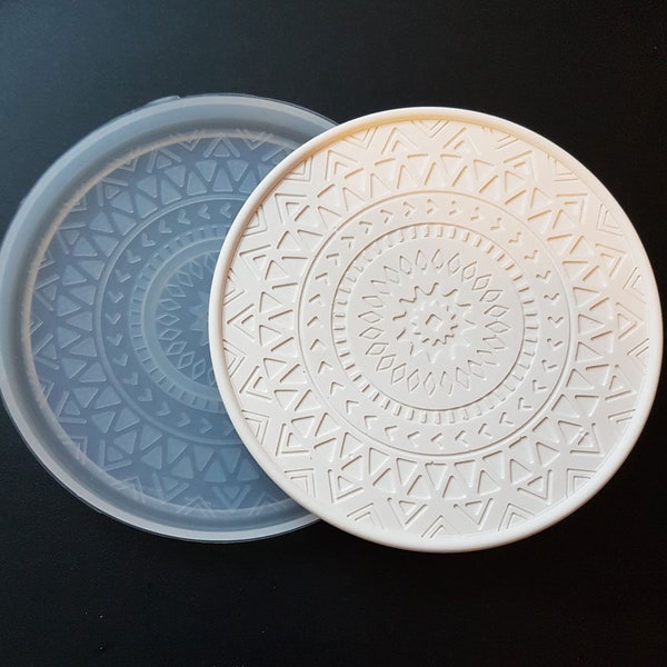 Gießform Resin Beton Jesmonite Untersetzer Mandala rund