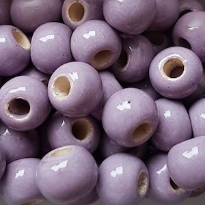 10 pcs/pc ceramic beads SMALL ball 9 mm lavender lacquer (25) round ceramic beads greek beads mykonos beads