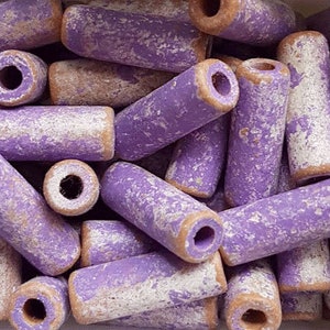 10 pcs/pc ceramic tubes purple-brown ravel (1306) 17 x 5 mm ceramic tube beads violet-brown 17 x 5 mm greek beads mykonos beads