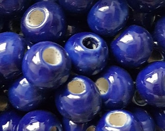10 pcs/pc ceramic bead SMALL ball 9 mm dark blue lacquer (2)
