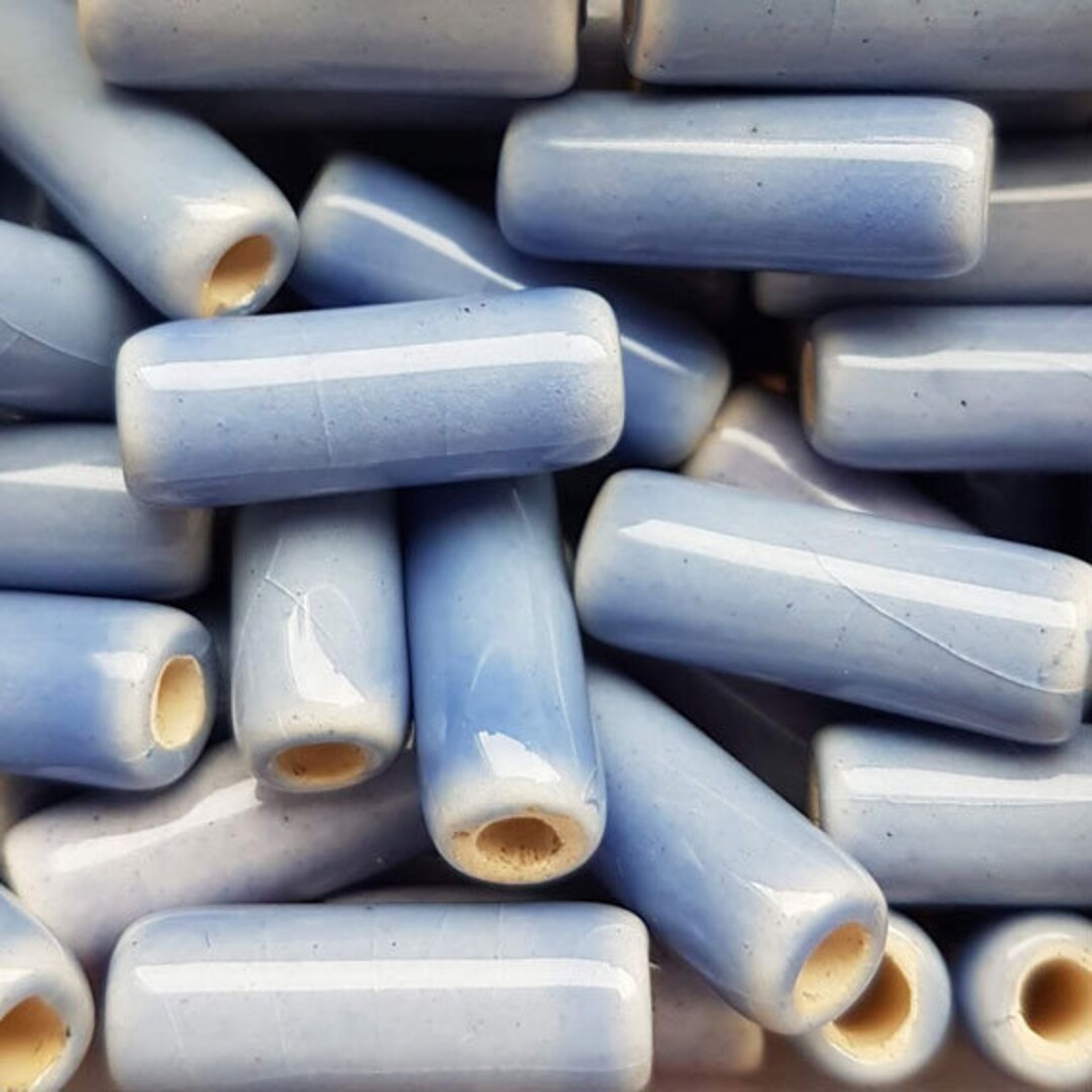 10 Pcs/pc Ceramic Tube Beads Violet Blue Lacquer 5 Enamel 17 Etsy