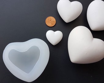 Gießform Beton Jesmonite für ein 3D Herz in verschiedenen Größen erhältlich
