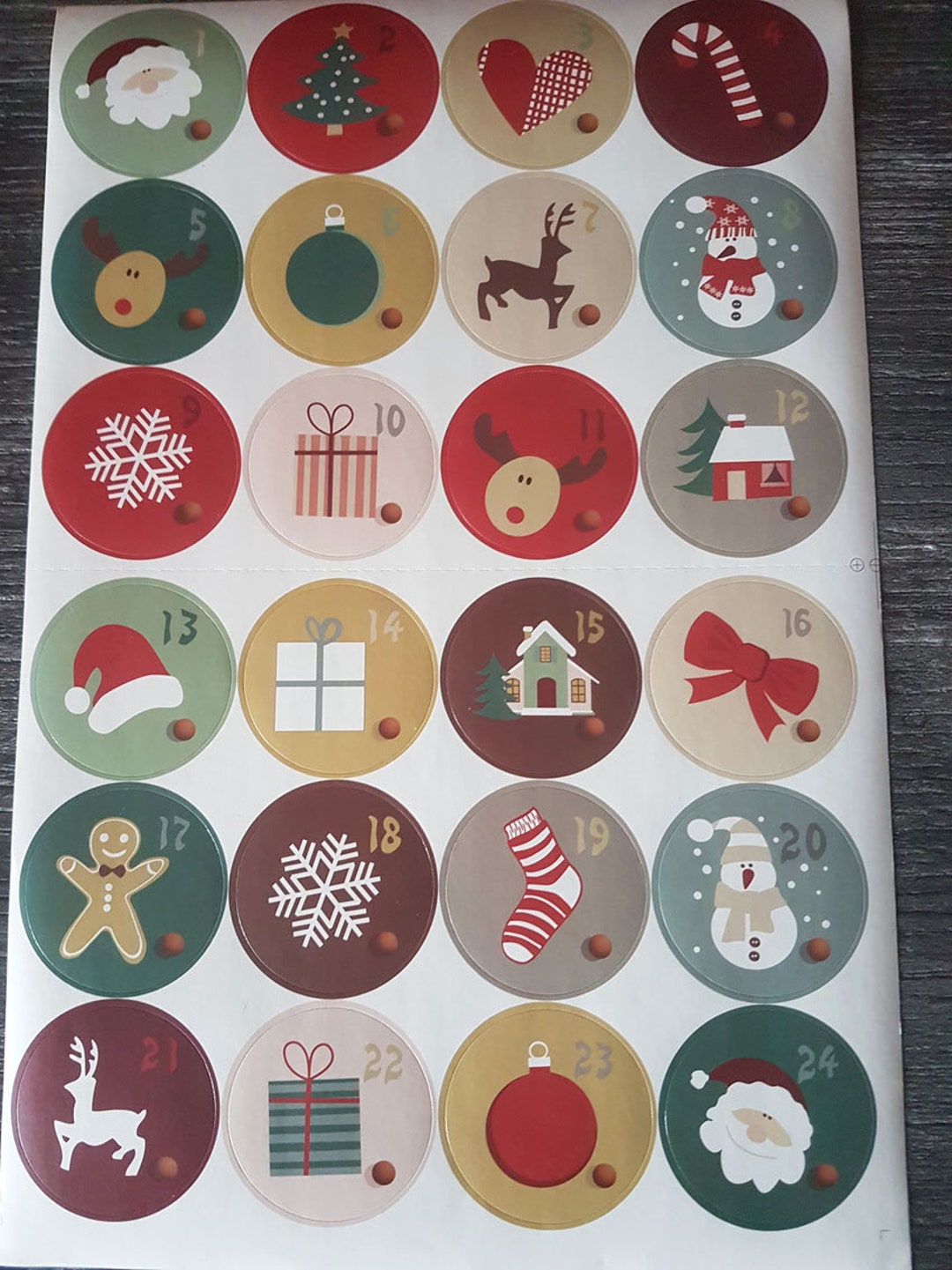 Advent Calendar Stickers / Advent Calendar Numbers / Paper Etsy