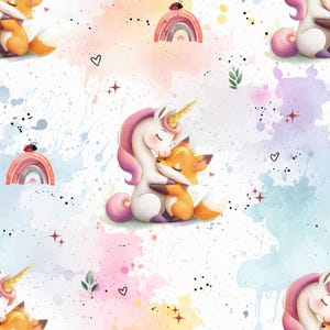 French Terry Meterware Kinder - Einhorn | Sweatstoff Meterware Tiermotiv | Jersey Stoff Kinder Tiere | Bio Jersey | Babystoff | Kinderstoffe