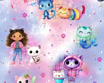 Domek dla kota z tkaniny dziecięcej Candy Dream | Własna produkcja, frotte, muślin, bawełna, softshell, płótno Panama, minky, satyna łazienkowa