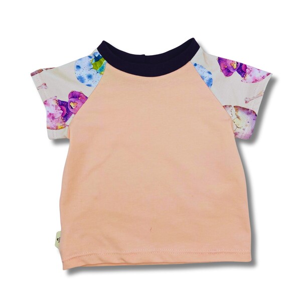 Raglan T-Shirt Größe 68 Unikat Baby in Rosa mit Pinken und Lila Dinos Sommershirt  Mädchen