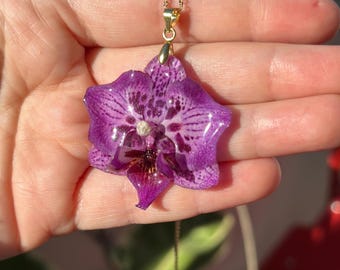 Real Orchid Statement Necklace: Preserved Purple Peloric Phalaneopsis