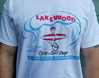 Lakewood Cycle & Surf Shop T Shirt 020 Retro White Unisex Tee