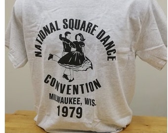 National Square Dance Convention T Shirt 386 Retro Music Grey Unisex Tee