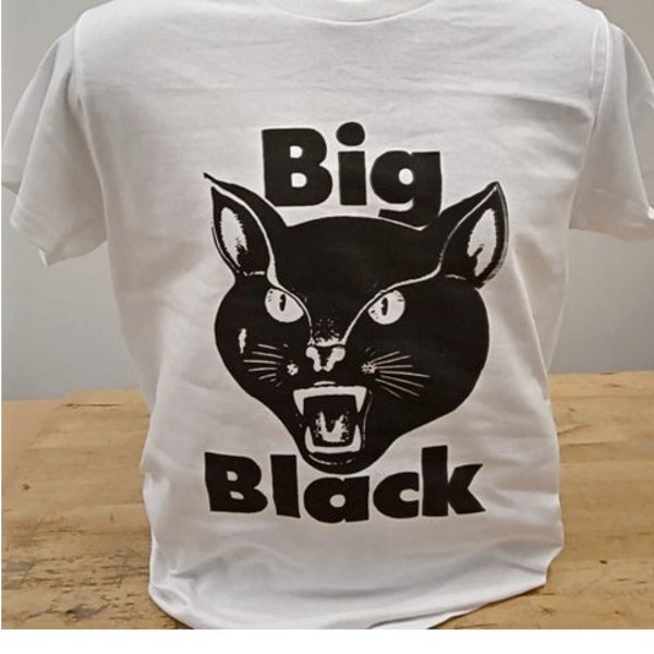 Große schwarze Katze T-Shirt 513 Retro Musik Weiß Unisex Tee