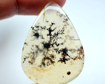 Unique Shazar Dendrite Agate Cabochon - Natural Gemstone for Jewelry Making