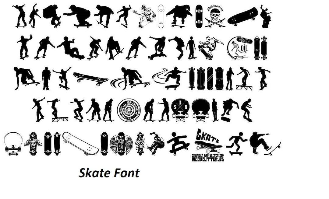 Fontsskate Fontskate Shapes Silhouette Svg Skateboard Etsy
