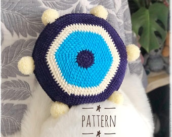 Crochet PATTERN Evil Eye,Throw Pillow