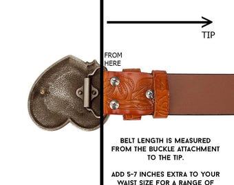 Floral Western Bull Skull Leather Belt | Buckle Embossed  display picture 1