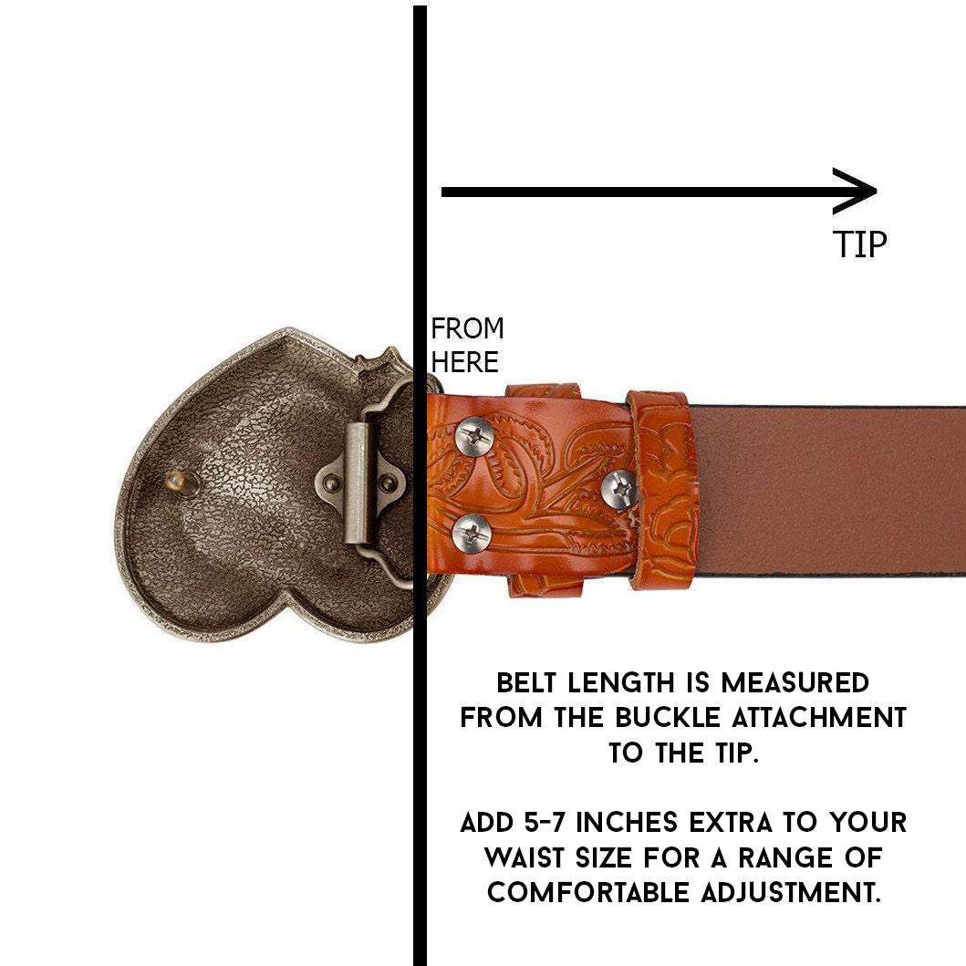 Floral Western Bull Skull Leather Belt | Buckle Embossed