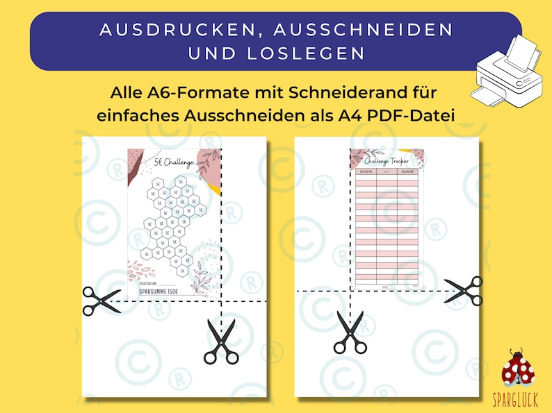 Spar Challenge SET als PDF Download 3x Sparchallenge A6 zum Ausdrucken