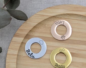 Personalized Stainless Steel Dog Tag – Donut Design – 25 mm, in Silver, Gold & Rose Gold – with Phone Number and Address